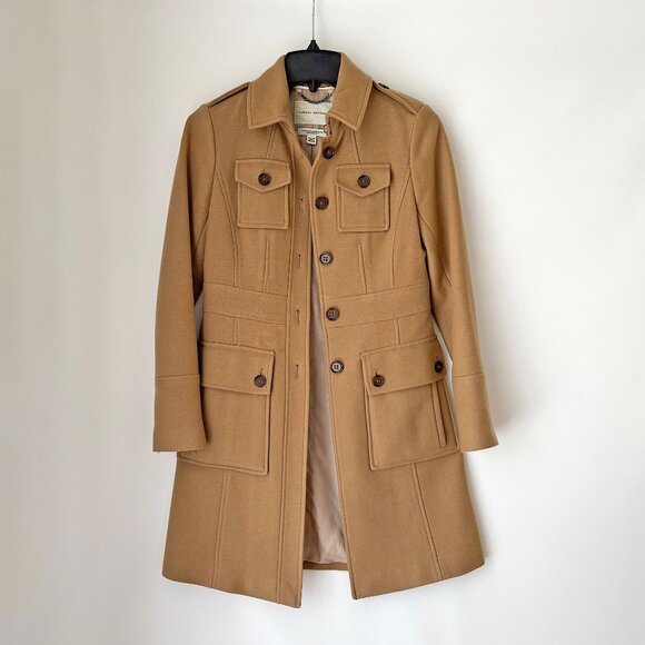 Banana Republic Military Long Camel Wool Coat - Picture 1 of 16